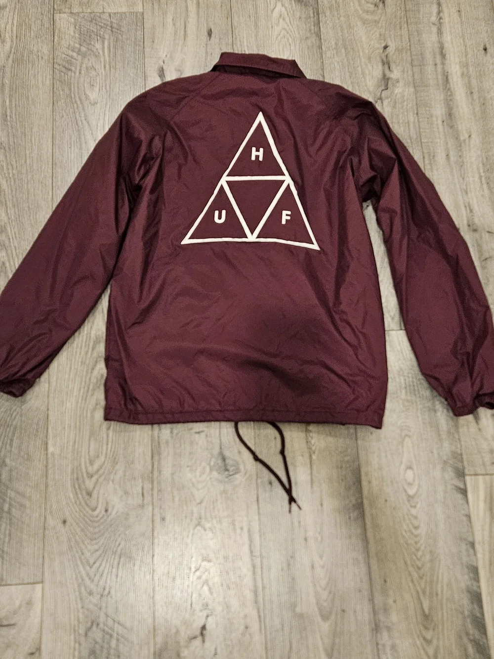 HUF Triple Triangle Men's Maroon Windbreaker Coach Jacket Sz. L
